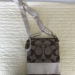 Beige/white coach crossbody